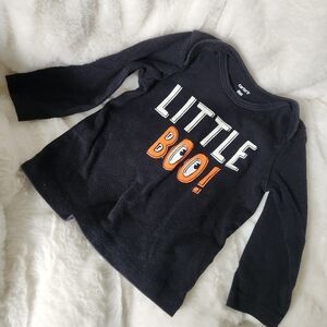Carter's Black Long-Sleeve Tee with Orange & White "Little Boo!" Graphic